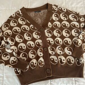 Nikka K Brown and Cream Yin Yang Cardigan